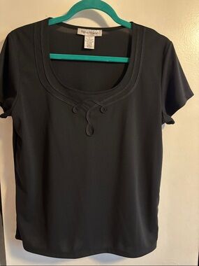 Rena Rowan Black Short-Sleeve Scoop Neck Top